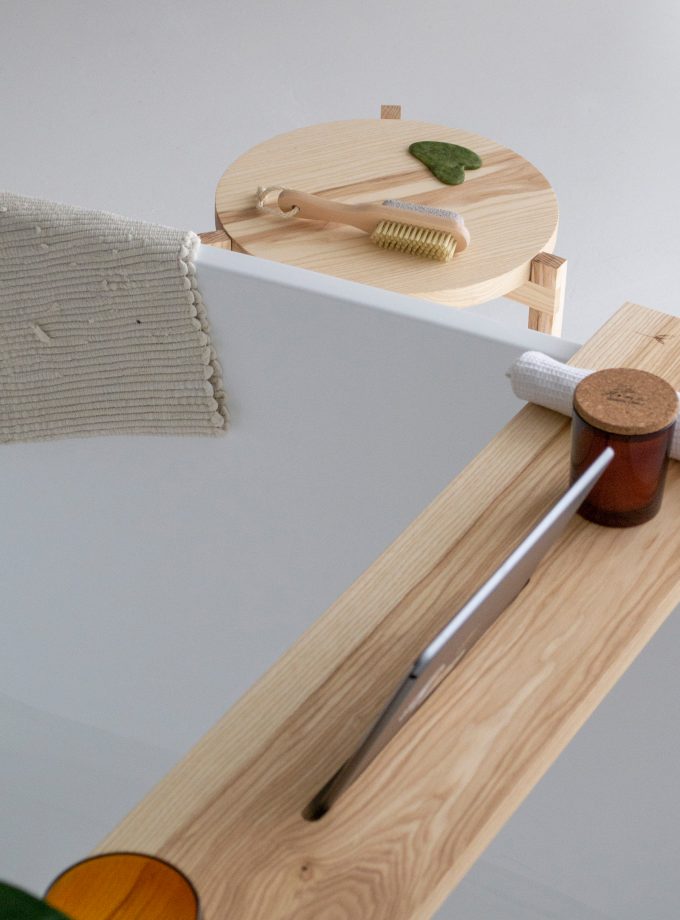 A Symphony of Simplicity: Bathtub Tray in Light Ash