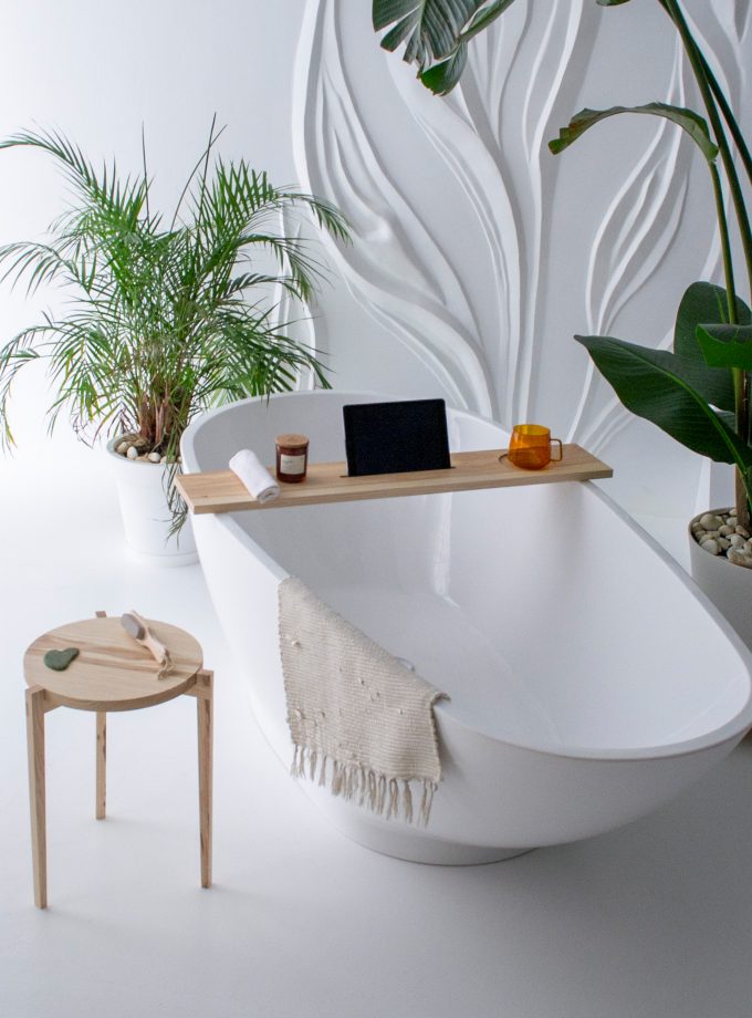 A Symphony of Simplicity: Bathtub Tray in Light Ash