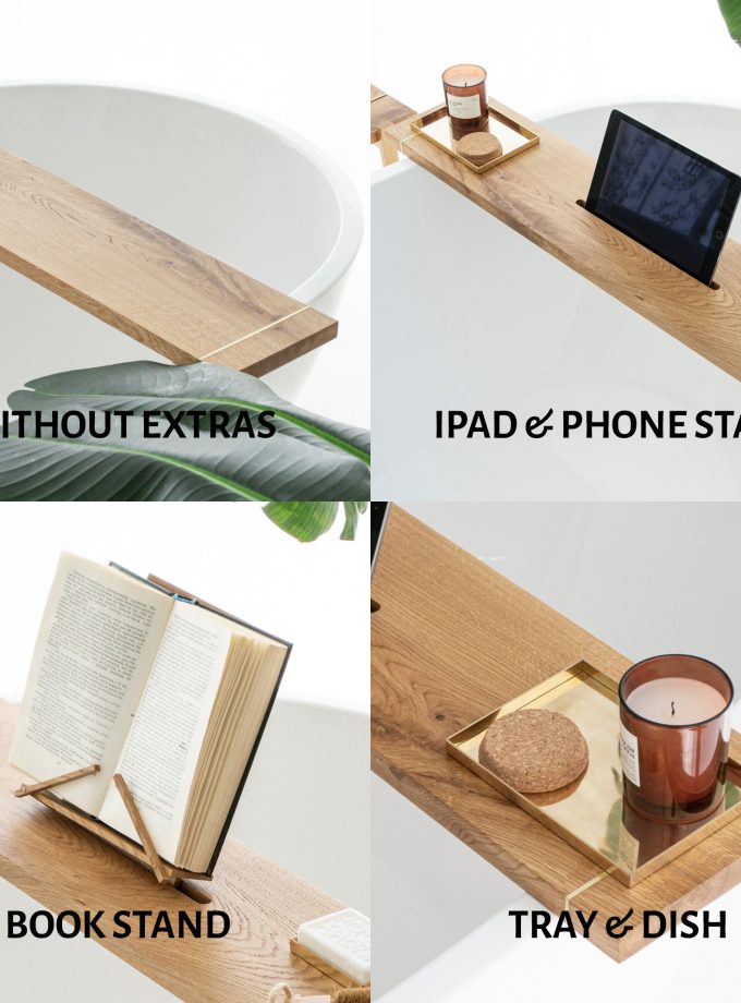 Natural Brass Elegance Meets Oak Warmth: Handmade Bath Caddy