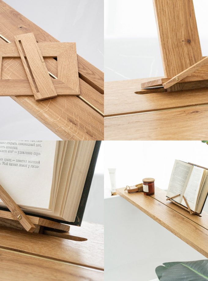 Natural Brass Elegance Meets Oak Warmth: Handmade Bath Caddy